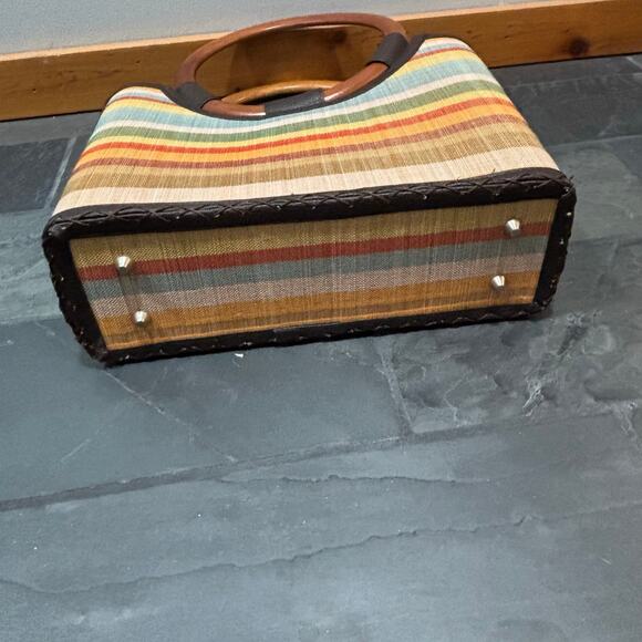 Mad by Design Striped Tote with Wooden Handles - Picture 4 of 6